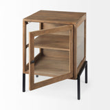 Arelius 20L x 18W x 26H Light Brown Wood W/ Black Metal Frame End/Side Table by Mercana at Eve Furniture