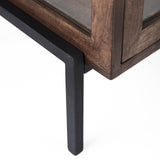 Arelius 20L x 18W x 26H Medium Brown Wood W/ Black Metal Frame End/Side Table by Mercana at Eve Furniture