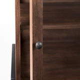 Arelius 20L x 18W x 26H Medium Brown Wood W/ Black Metal Frame End/Side Table by Mercana at Eve Furniture