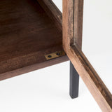 Arelius 20L x 18W x 26H Medium Brown Wood W/ Black Metal Frame End/Side Table by Mercana at Eve Furniture