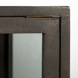 Arelius 36L x 18W Black-Brown Wood, Black Metal Base w/ 2 Glass Doors Accent Cabinet by Mercana at Eve Furniture