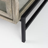 Arelius 42" Square Glass-Top Gray Wood w/ Black Metal Base Display Coffee Table by Mercana at Eve Furniture