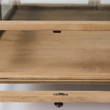 Arelius 42" Square Glass-Top Light Brown w/ Black Metal Base Display Coffee Table by Mercana at Eve Furniture