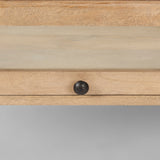 Arelius 42"L Rectangular Light Brown Wood w/ Black Metal Base Display Coffee Table by Mercana at Eve Furniture