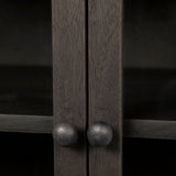 Arelius Black-Brown Wood, Black Metal Base w/ 2 Glass Doors Accent Cabinet by Mercana at Eve Furniture