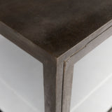 Arelius Black-Brown Wood, Black Metal Base w/ 4 Glass Cabinet Doors Sideboard by Mercana at Eve Furniture
