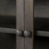 Arelius Black-Brown Wood, Black Metal Base w/ 4 Glass Cabinet Doors Sideboard by Mercana at Eve Furniture