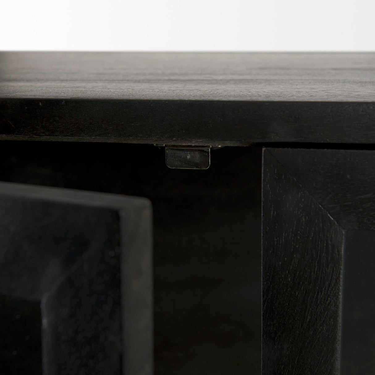 Arelius Black-Brown Wood W/ Black Metal Base Display Cabinet by Mercana at Eve Furniture