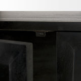 Arelius Black-Brown Wood W/ Black Metal Base Display Cabinet by Mercana at Eve Furniture