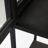 Arelius Black-Brown Wood W/ Black Metal Base Display Cabinet by Mercana at Eve Furniture
