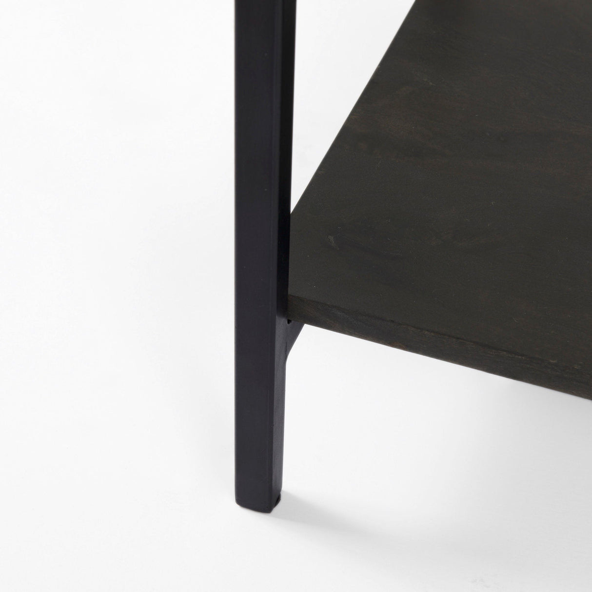 Arelius Black-Brown Wood W/ Black Metal Base Display Cabinet by Mercana at Eve Furniture