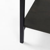 Arelius Black-Brown Wood W/ Black Metal Base Display Cabinet by Mercana at Eve Furniture