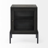 Arelius Black-Brown Wood W/ Black Metal Frame End/Side Table by Mercana at Eve Furniture