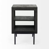 Arelius Black-Brown Wood W/ Black Metal Frame End/Side Table by Mercana at Eve Furniture
