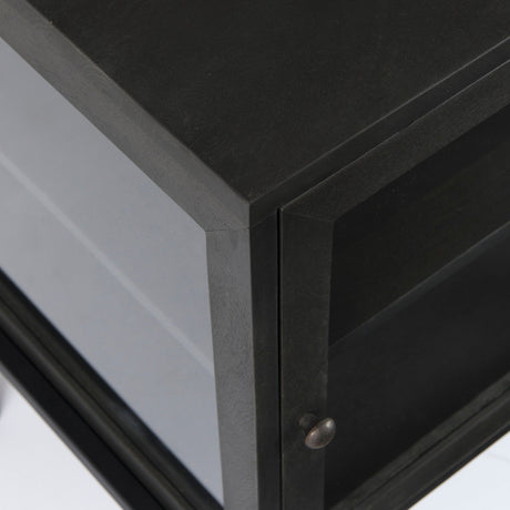 Arelius Black-Brown Wood W/ Black Metal Frame End/Side Table by Mercana at Eve Furniture