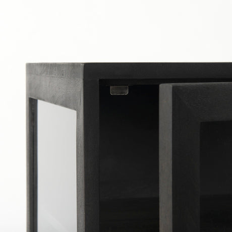 Arelius Black-Brown Wood W/ Black Metal Frame End/Side Table by Mercana at Eve Furniture