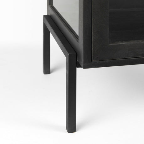Arelius Black-Brown Wood W/ Black Metal Frame End/Side Table by Mercana at Eve Furniture