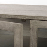 Arelius Gray Wood, Black Metal Base w/ 2 Glass Doors Accent Cabinet by Mercana at Eve Furniture
