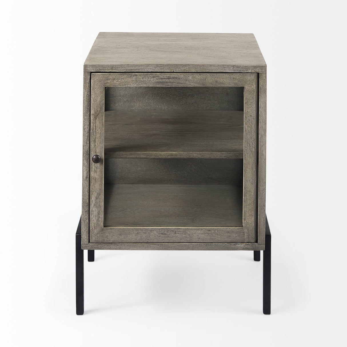 Arelius Gray Wood W/ Black Metal Frame End/Side Table by Mercana at Eve Furniture