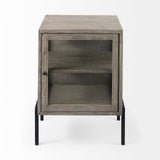 Arelius Gray Wood W/ Black Metal Frame End/Side Table by Mercana at Eve Furniture
