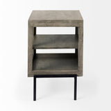 Arelius Gray Wood W/ Black Metal Frame End/Side Table by Mercana at Eve Furniture