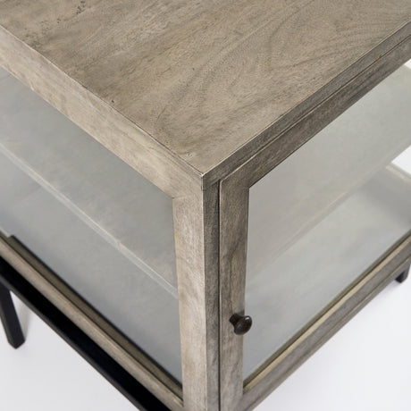Arelius Gray Wood W/ Black Metal Frame End/Side Table by Mercana at Eve Furniture
