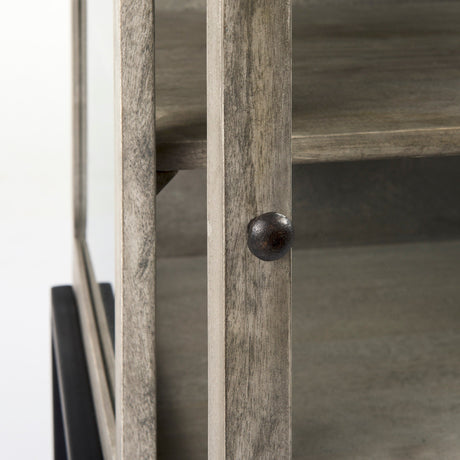 Arelius Gray Wood W/ Black Metal Frame End/Side Table by Mercana at Eve Furniture