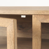 Arelius Light Brown Wood, Black Metal Base w/ 4 Glass Cabinet Doors Sideboard by Mercana at Eve Furniture