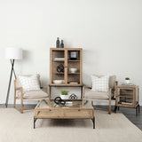 Arelius Light Brown Wood W/ Black Metal Base Display Cabinet by Mercana at Eve Furniture