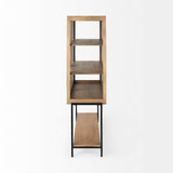 Arelius Light Brown Wood W/ Black Metal Base Display Cabinet by Mercana at Eve Furniture