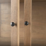 Arelius Light Brown Wood W/ Black Metal Base Display Cabinet by Mercana at Eve Furniture