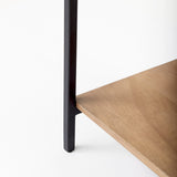 Arelius Light Brown Wood W/ Black Metal Base Display Cabinet by Mercana at Eve Furniture