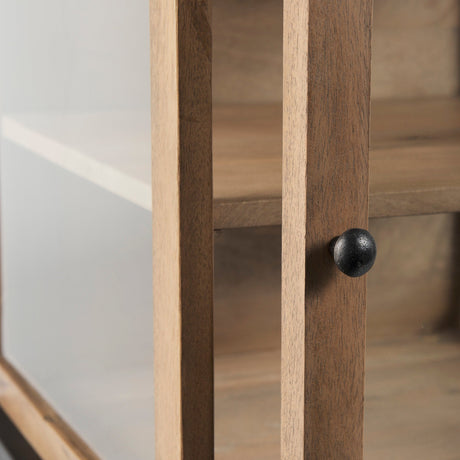 Arelius Light Brown Wood W/ Black Metal Frame End/Side Table by Mercana at Eve Furniture