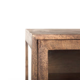 Arelius Medium Brown, Black Metal Base w/ 4 Glass Door Cabinets Sideboard by Mercana at Eve Furniture