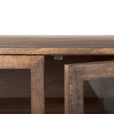 Arelius Medium Brown, Black Metal Base w/ 4 Glass Door Cabinets Sideboard by Mercana at Eve Furniture