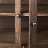 Arelius Medium Brown, Black Metal Base w/ 4 Glass Door Cabinets Sideboard by Mercana at Eve Furniture
