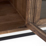 Arelius Medium Brown, Black Metal Base w/ 4 Glass Door Cabinets Sideboard by Mercana at Eve Furniture