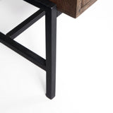 Arelius Medium Brown, Black Metal Base w/ 4 Glass Door Cabinets Sideboard by Mercana at Eve Furniture