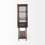 Arelius Medium Brown Wood W/ Black Metal Base Display Cabinet by Mercana at Eve Furniture