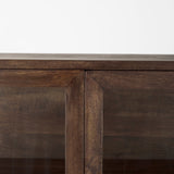Arelius Medium Brown Wood W/ Black Metal Base Display Cabinet by Mercana at Eve Furniture