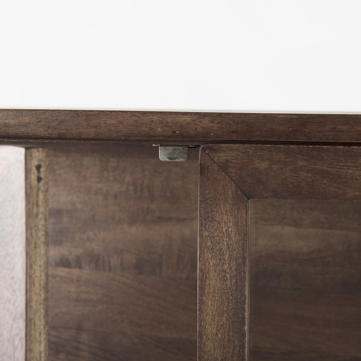 Arelius Medium Brown Wood W/ Black Metal Base Display Cabinet by Mercana at Eve Furniture