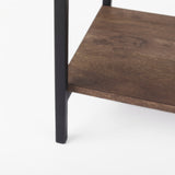 Arelius Medium Brown Wood W/ Black Metal Base Display Cabinet by Mercana at Eve Furniture