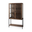 Arelius Medium Brown Wood W/ Black Metal Base Display Cabinet by Mercana at Eve Furniture
