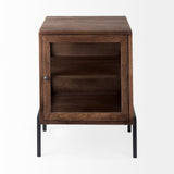 Arelius Medium Brown Wood W/ Black Metal Frame End/Side Table by Mercana at Eve Furniture