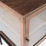 Arelius Medium Brown Wood W/ Black Metal Frame End/Side Table by Mercana at Eve Furniture