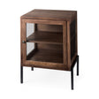 Arelius Medium Brown Wood W/ Black Metal Frame End/Side Table by Mercana at Eve Furniture