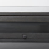 Arelius Rectangular Glass-Top Black-Brown Wood w/ Black Metal Base Display Coffee Table by Mercana at Eve Furniture