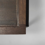 Arelius Rectangular Glass-Top Medium Brown Wood w/ Black Metal Base Display Coffee Table by Mercana at Eve Furniture