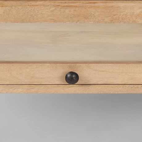 Arelius Rectangular Light Brown Wood w/ Black Metal Base Display Coffee Table by Mercana at Eve Furniture