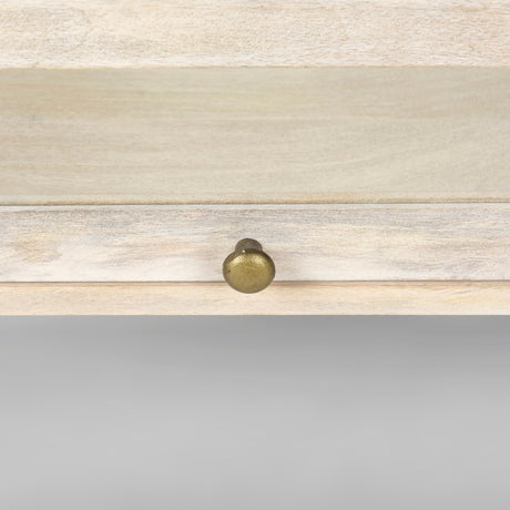 Arelius Square Glass-Top White Wood w/ Gold Metal Base Display Coffee Table by Mercana at Eve Furniture